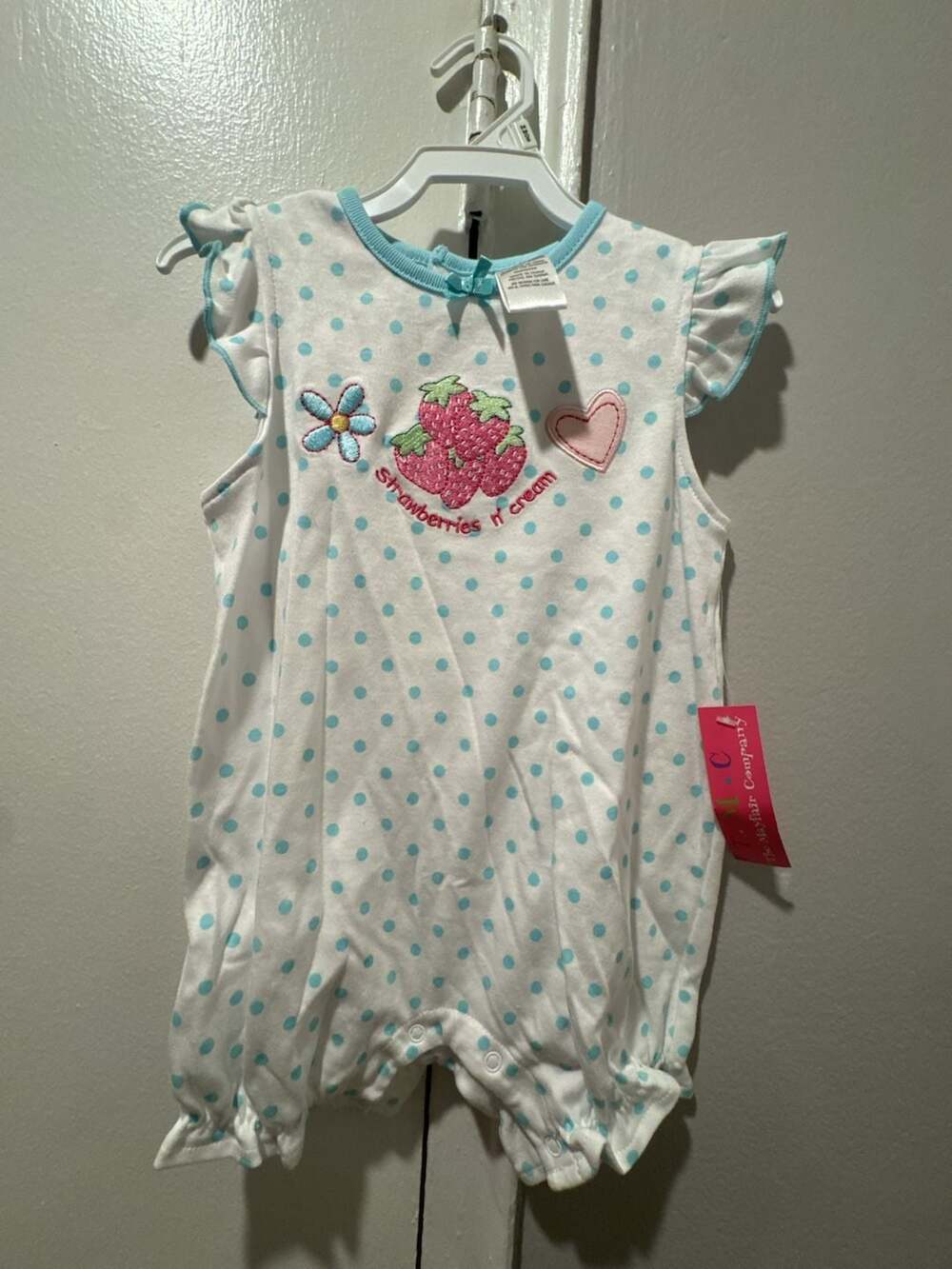 The Mayfair Company Strawberries N' Cream Romper 24M